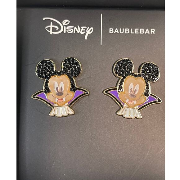 Disney Baublebar Mickey Mouse Vampire Halloween Stud Earrings NEW Dracula Bat - Picture 2 of 8